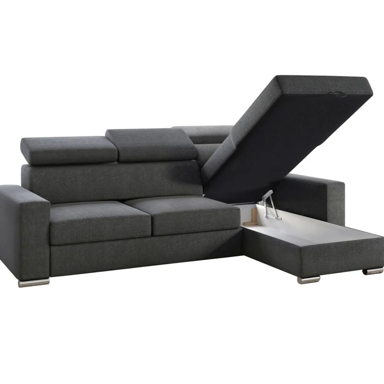 Ecksofa Tokio mit Bettfunktion, ca. 203 x 127 cm - Grau