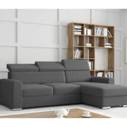 Ecksofa Tokio mit Bettfunktion, ca. 203 x 127 cm - Grau