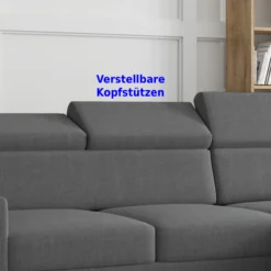 Ecksofa Tokio mit Bettfunktion, ca. 203 x 127 cm - Grau