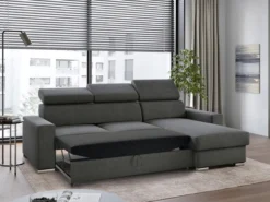 Ecksofa Tokio mit Bettfunktion, ca. 203 x 127 cm - Grau