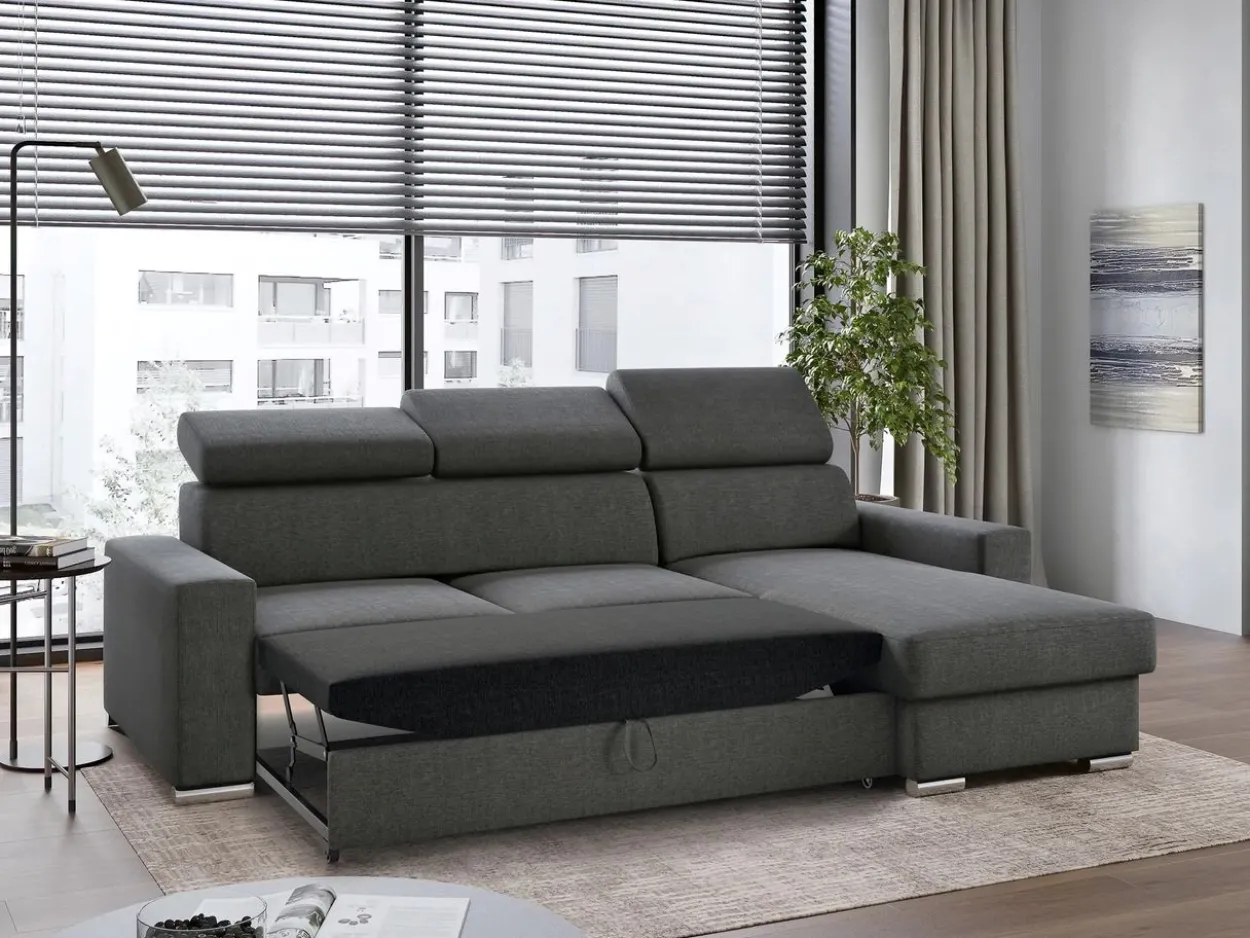Ecksofa Tokio mit Bettfunktion, ca. 203 x 127 cm - Grau