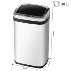 Edelstahl Automatik Mülleimer Abfalleimer IR Sensor mit/ohne Inneneimer rund viereckig (30L)