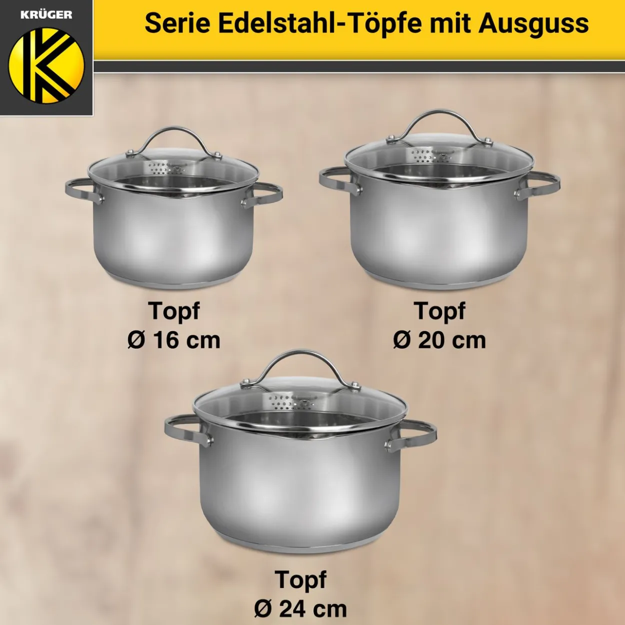 Edelstahl Fleischtopf mit Ausguss, 16 cm