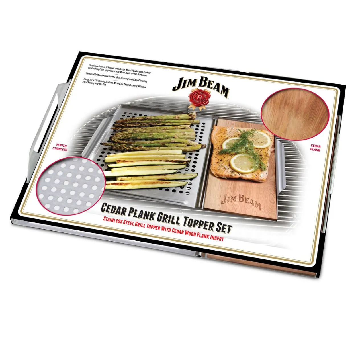 Edelstahl Grillauflage mit Zedernholz-Platte