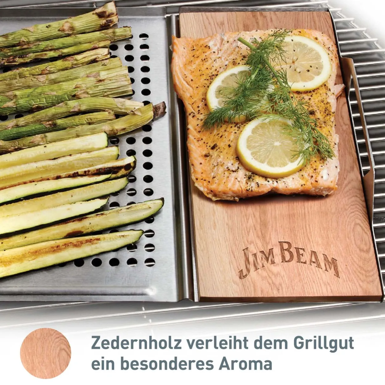 Edelstahl Grillauflage mit Zedernholz-Platte