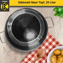 Edelstahl Maxi-Topf mit Glasdeckel, 20 Liter