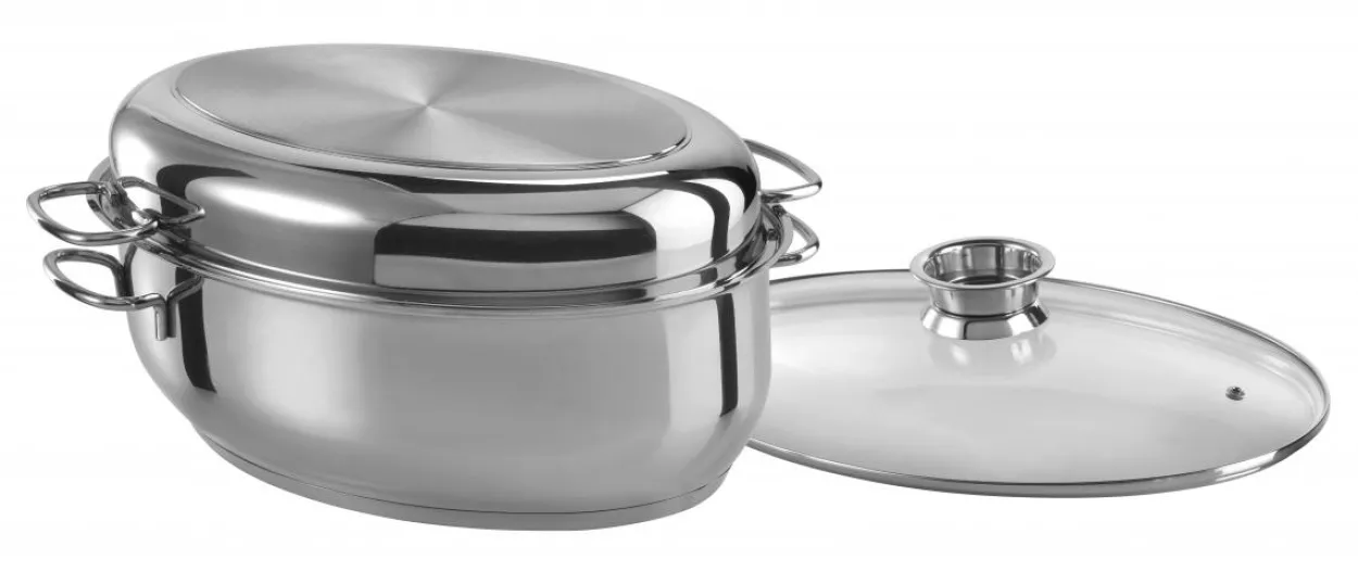 Edelstahl Multibräter oval 38cm, 3 in 1