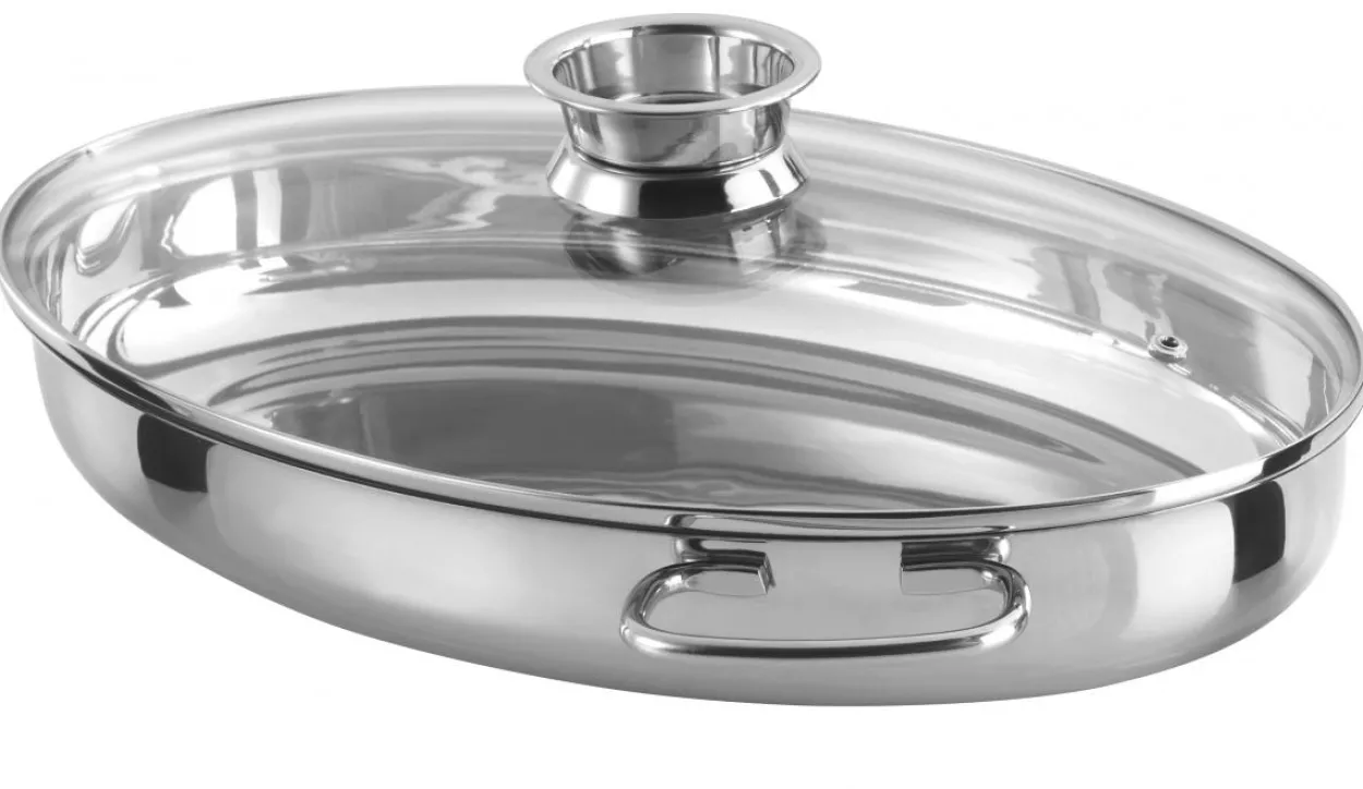 Edelstahl Multibräter oval 38cm, 3 in 1