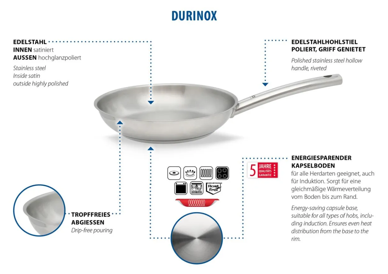 Edelstahl Pfanne 28cm "Durinox"