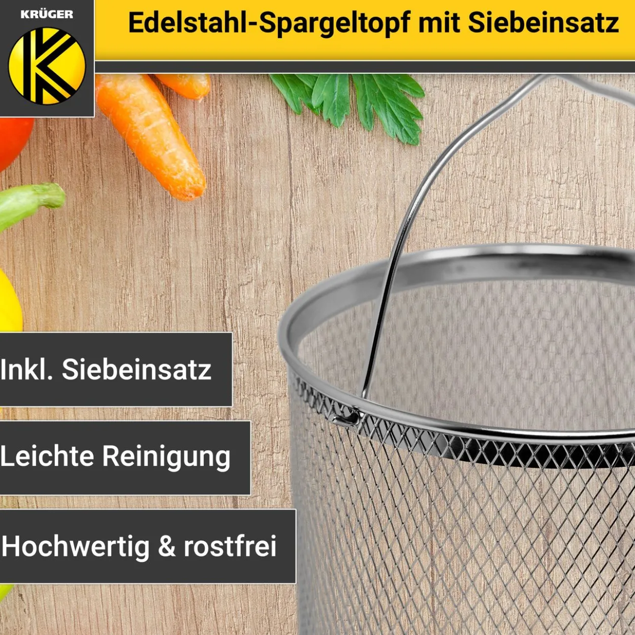 Edelstahl Spargeltopf, 16 cm