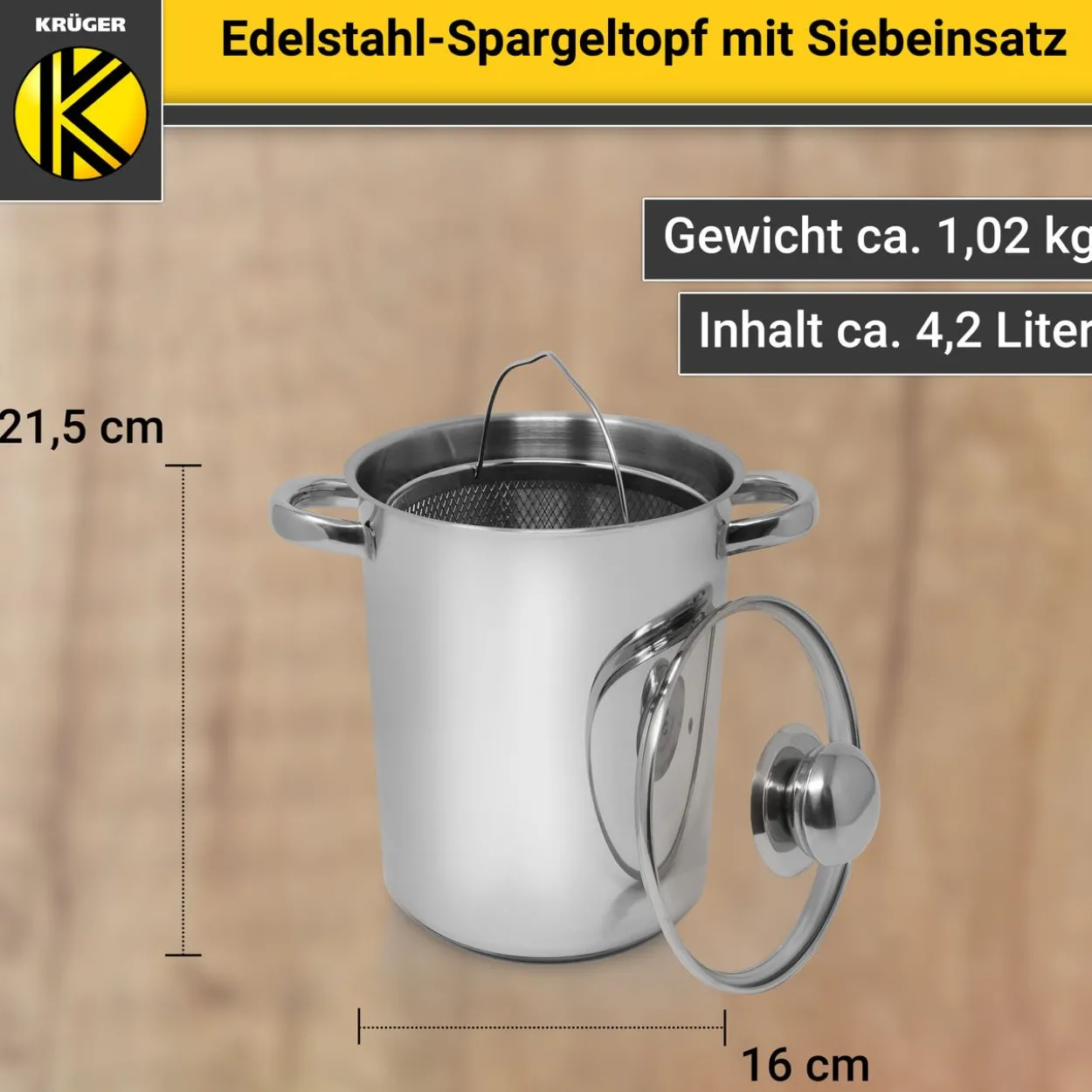 Edelstahl Spargeltopf, 16 cm
