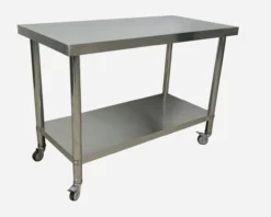 Edelstahltisch mit Ablage auf Rollen, ca. 120 x 60 x 80 cm