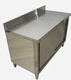 Edelstahltisch mit 2 Türen & Spritzschutz, ca. 120 x 60 x 80/10 cm