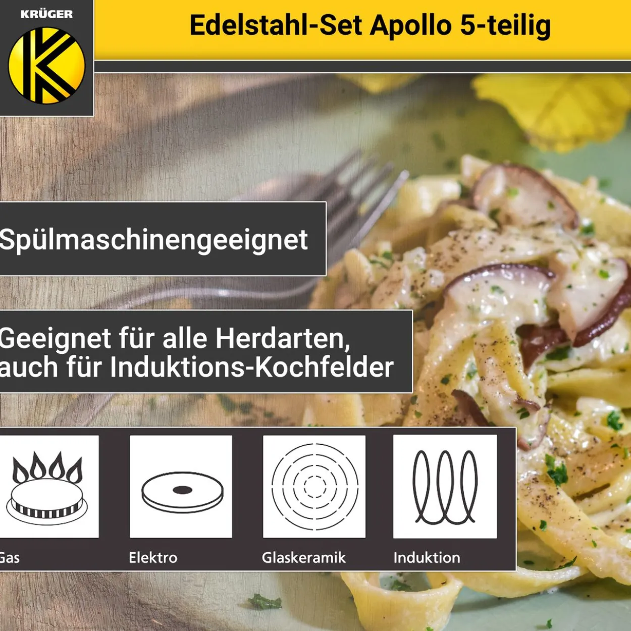 Edelstahltopfset APOLLO, 5 tlg.