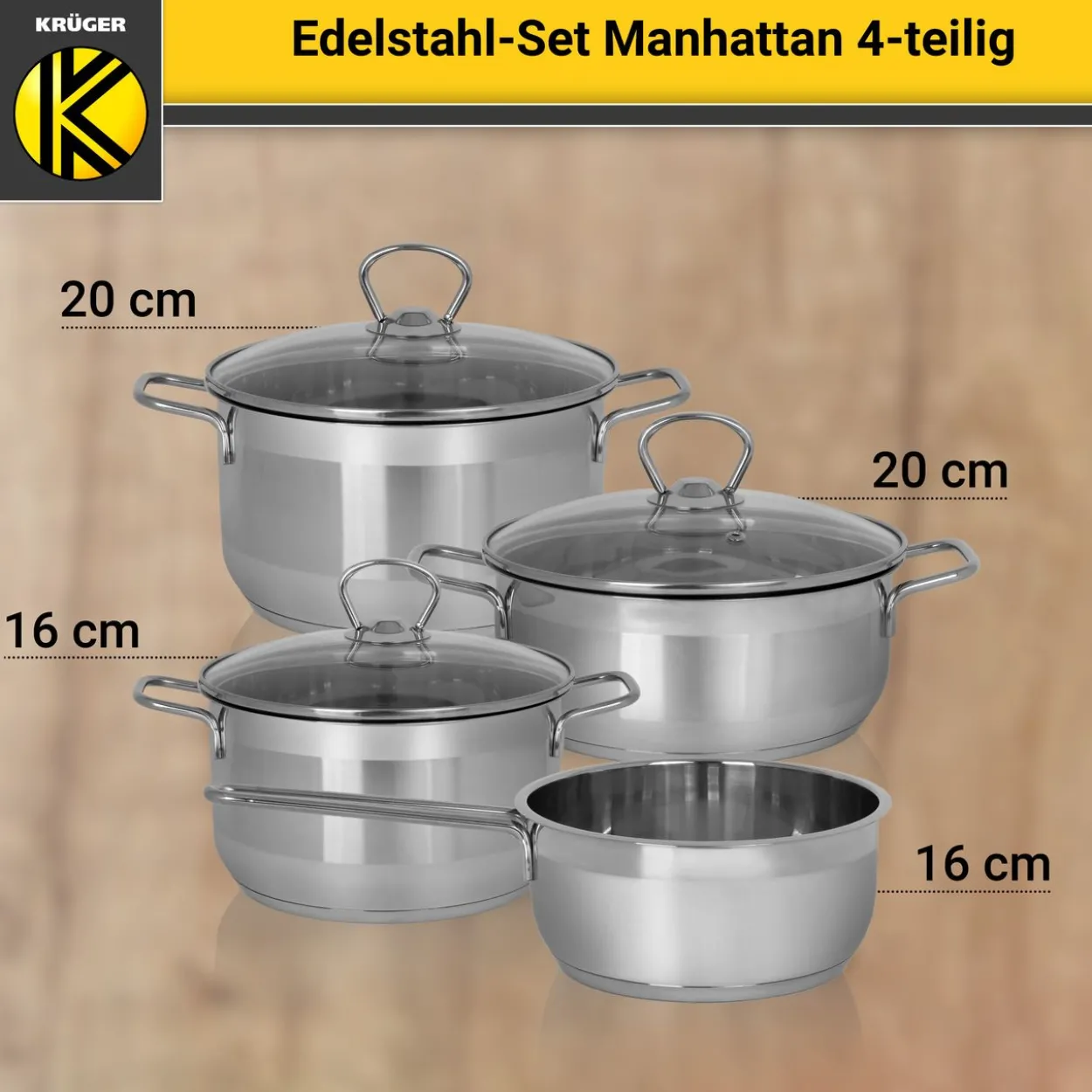 Edelstahl Topfset MANHATTAN, 4 tlg.