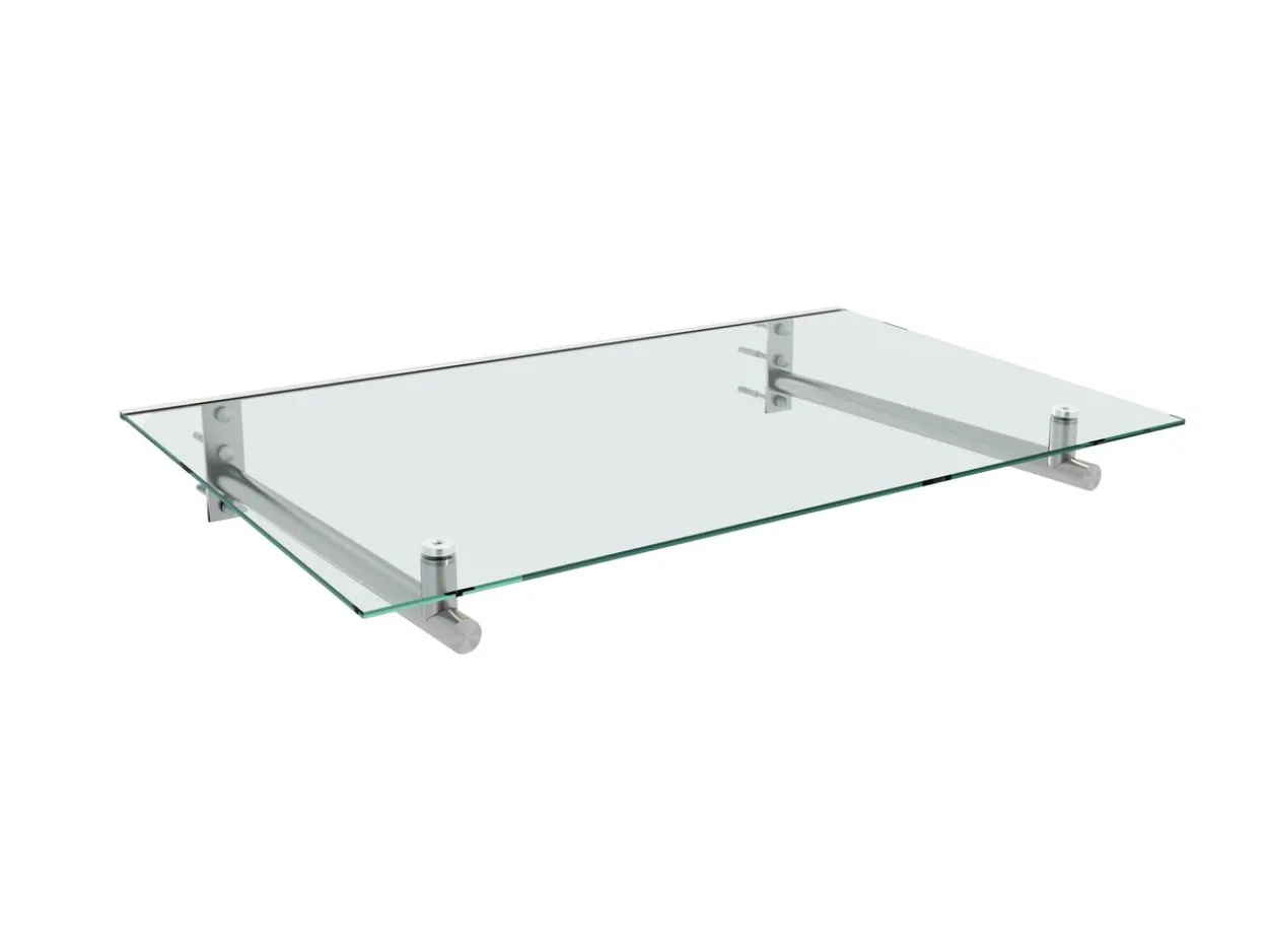 Edelstahlvordach mit Verbundglas, ca. 120 x 80 cm
