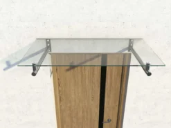 Edelstahlvordach mit Verbundglas, ca. 120 x 80 cm