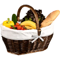 Einkaufskorb m. Textilfutter, brau
