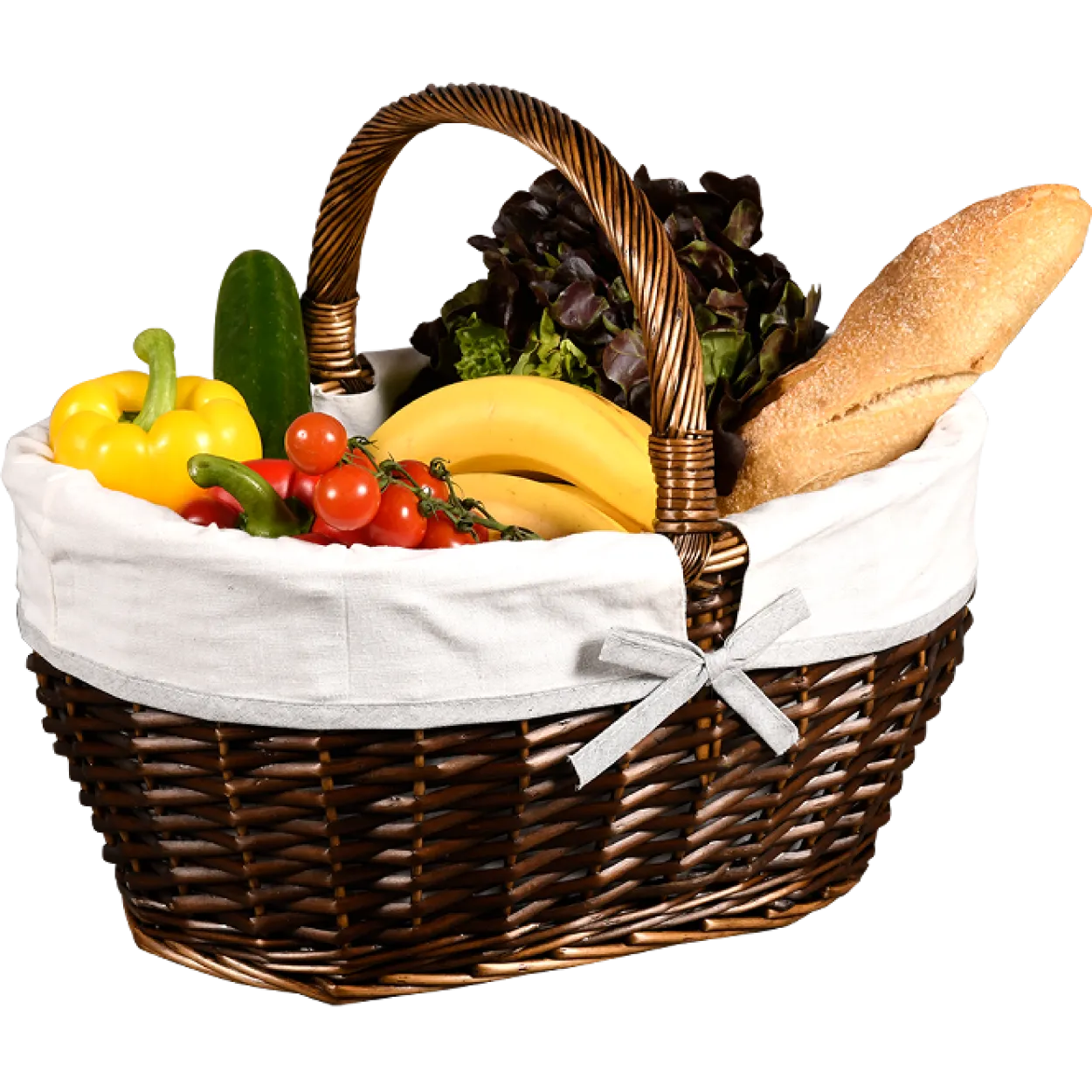 Einkaufskorb m. Textilfutter, brau