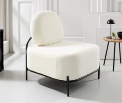 Einsitzer Sofa mit Stahlrahmen in weißem Chenille-Stoff, ca. 76 x 67 x 79 cm - Weiß