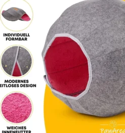 Einstellbarer Katzenkorb – Schlaf- & Kuschelhöhle für Katzen Pink/Grau