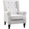 Einzelsessel mit Tufting Relaxsessel Einzelstuhl Holzfüße Polyester Creme