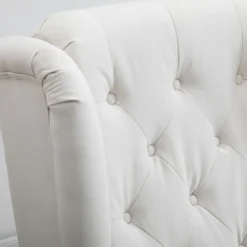 Einzelsessel mit Tufting Relaxsessel Einzelstuhl Holzfüße Polyester Creme