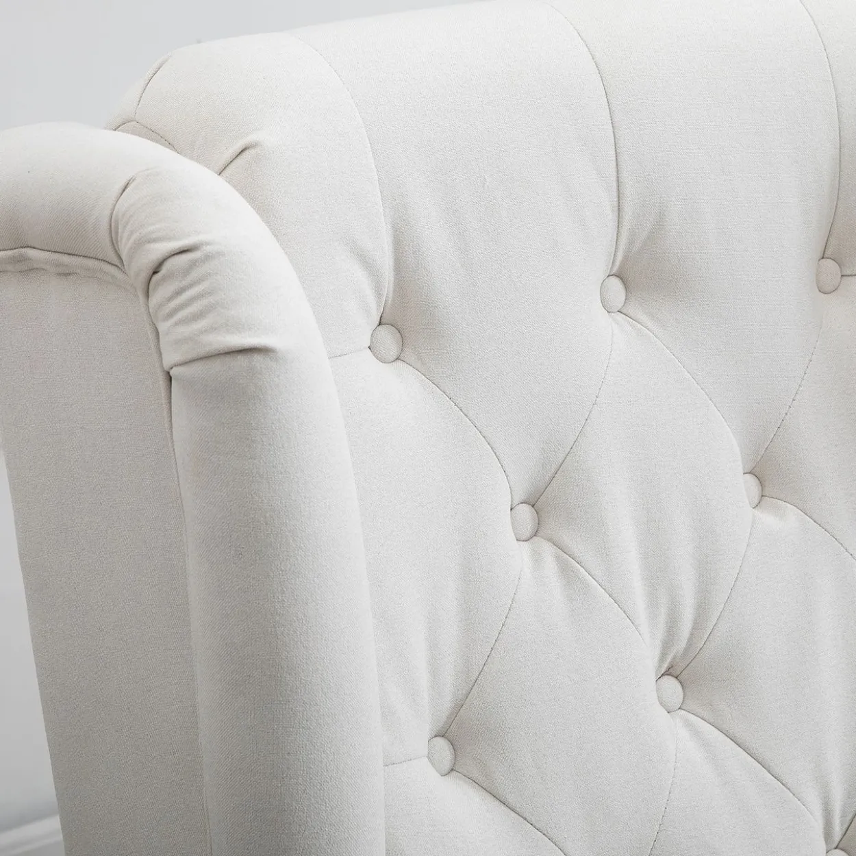 Einzelsessel mit Tufting Relaxsessel Einzelstuhl Holzfüße Polyester Creme