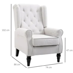 Einzelsessel mit Tufting Relaxsessel Einzelstuhl Holzfüße Polyester Creme