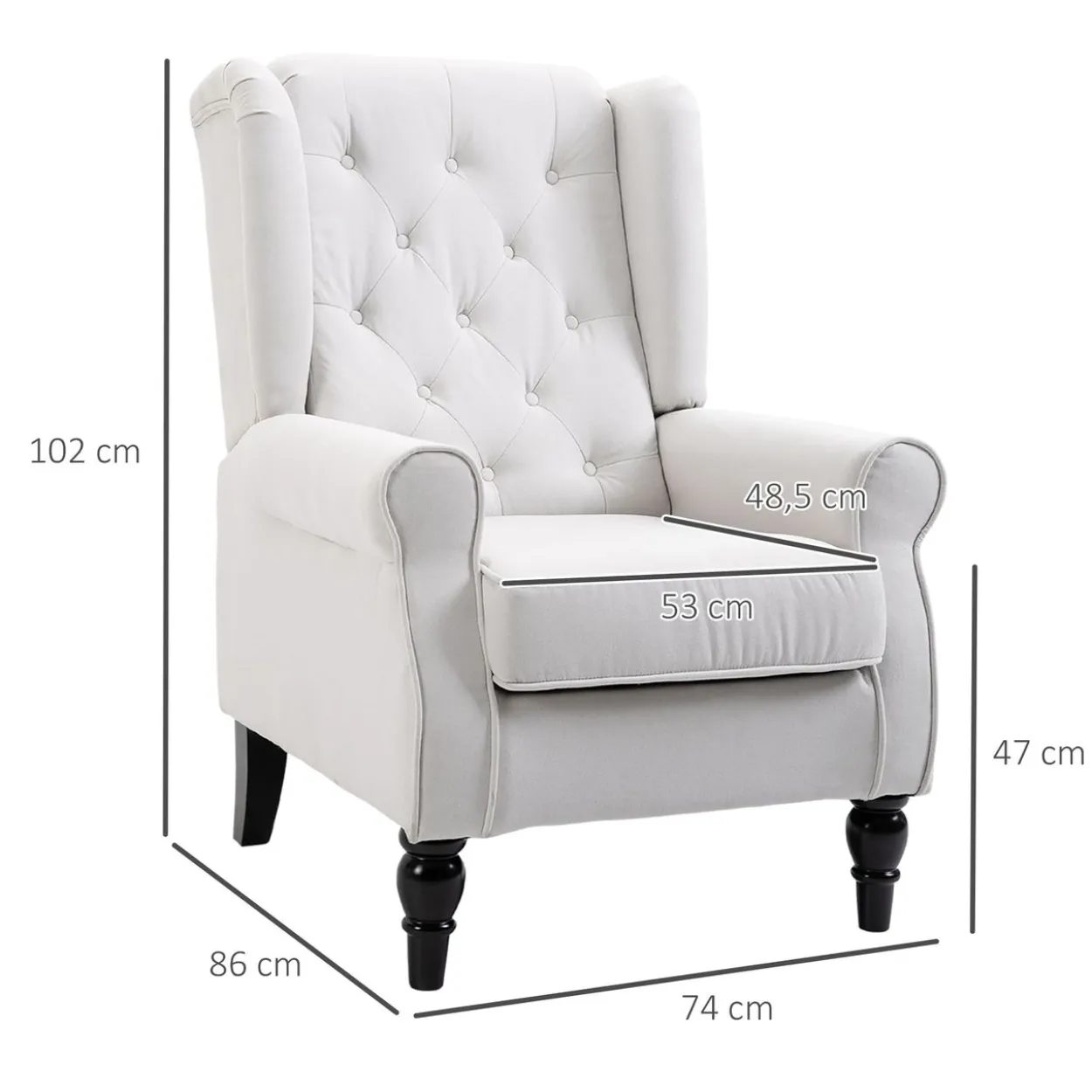 Einzelsessel mit Tufting Relaxsessel Einzelstuhl Holzfüße Polyester Creme