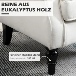 Einzelsessel mit Tufting Relaxsessel Einzelstuhl Holzfüße Polyester Creme
