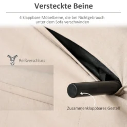 Einzelsofa verstellbar Rückenlehne Liege nordisch 25D Schaumstoff Leinenimitat Cremeweiß