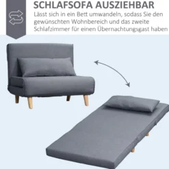 Einzelsofa verstellbar Rückenlehne Liege nordisch 25D Schaumstoff Haus Leinenimitat Grau