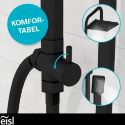 eisl Duschset EASY ENERGY, Regendusche ohne Armatur, Duschsystem Schwarz matt
