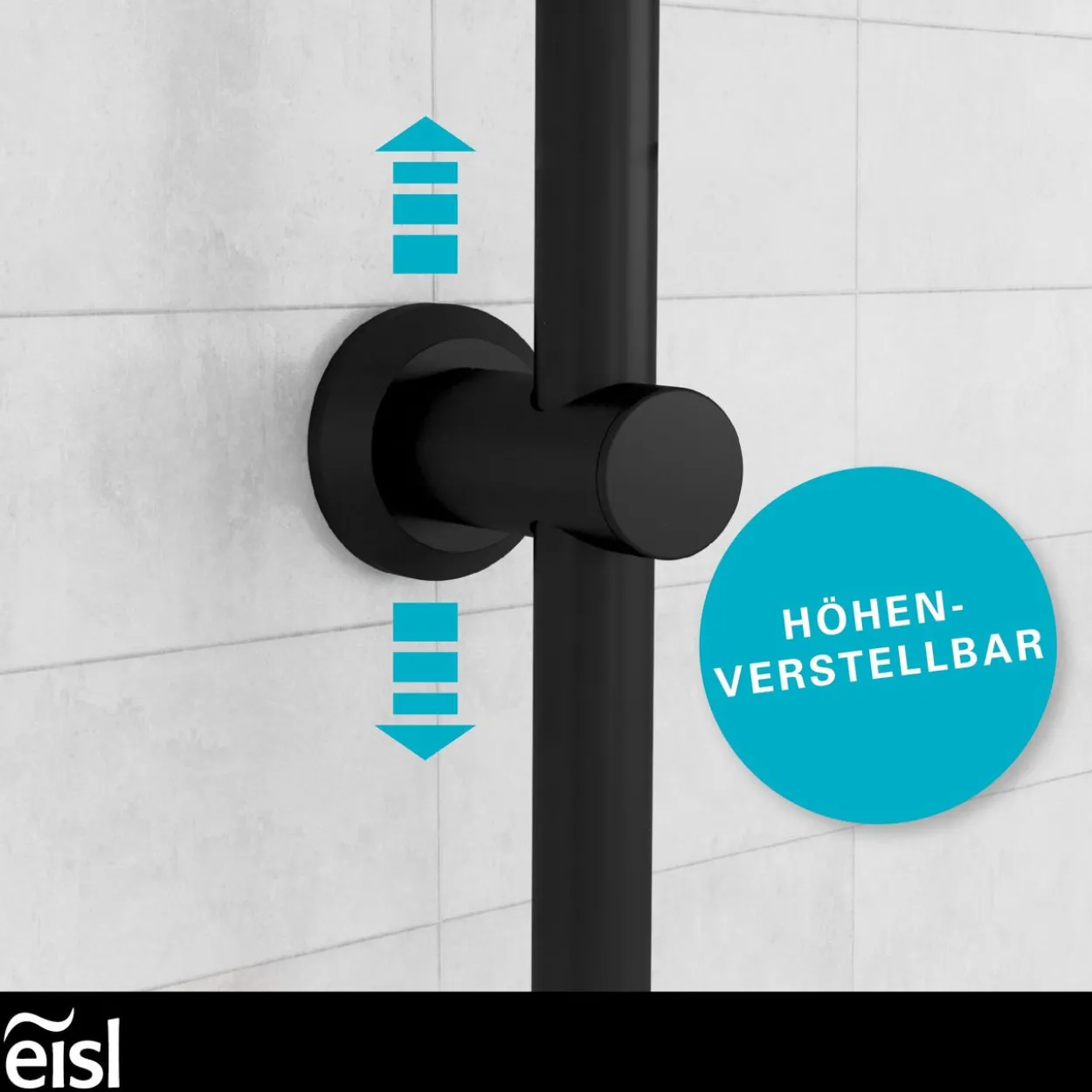 eisl Duschset EASY ENERGY, Regendusche ohne Armatur, Duschsystem Schwarz matt