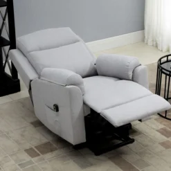 elektrischer Aufstehsessel Sessel mit Aufstehhilfe für Senioren Leinen-Touch Grau 83 x 89 x 102 cm
