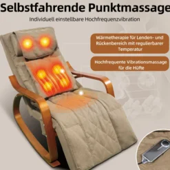 Elektrischer Massage-Schaukelstuhl, ca. 126 x 64 x 81 cm - Hellbraun