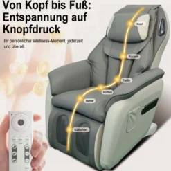 Elektrischer Massagesessel, ca. 95 x 72 x 102 cm - Grau/Beige
