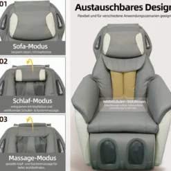 Elektrischer Massagesessel, ca. 95 x 72 x 102 cm - Grau/Beige