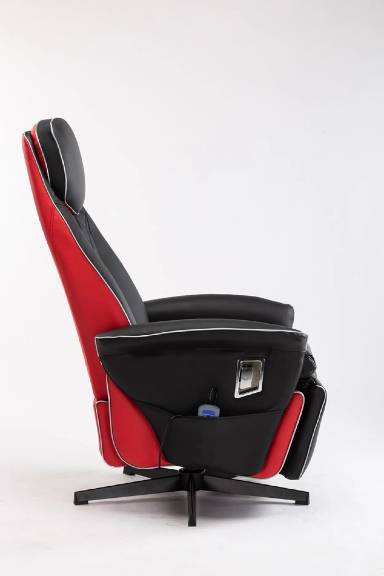 Elektrischer Massagesessel Relaxsessel - schwarz/rot Lederoptik