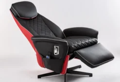 Elektrischer Massagesessel Relaxsessel - schwarz/rot Lederoptik