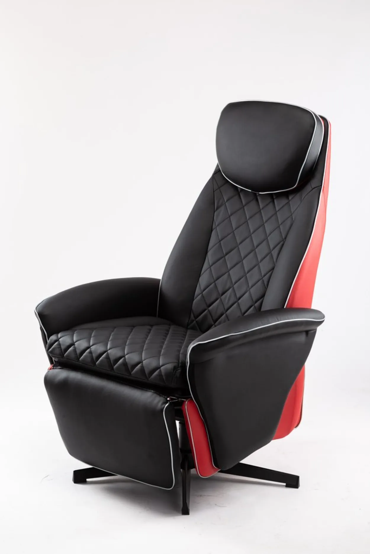 Elektrischer Massagesessel Relaxsessel - schwarz/rot Lederoptik