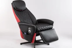 Elektrischer Massagesessel Relaxsessel - schwarz/rot Lederoptik