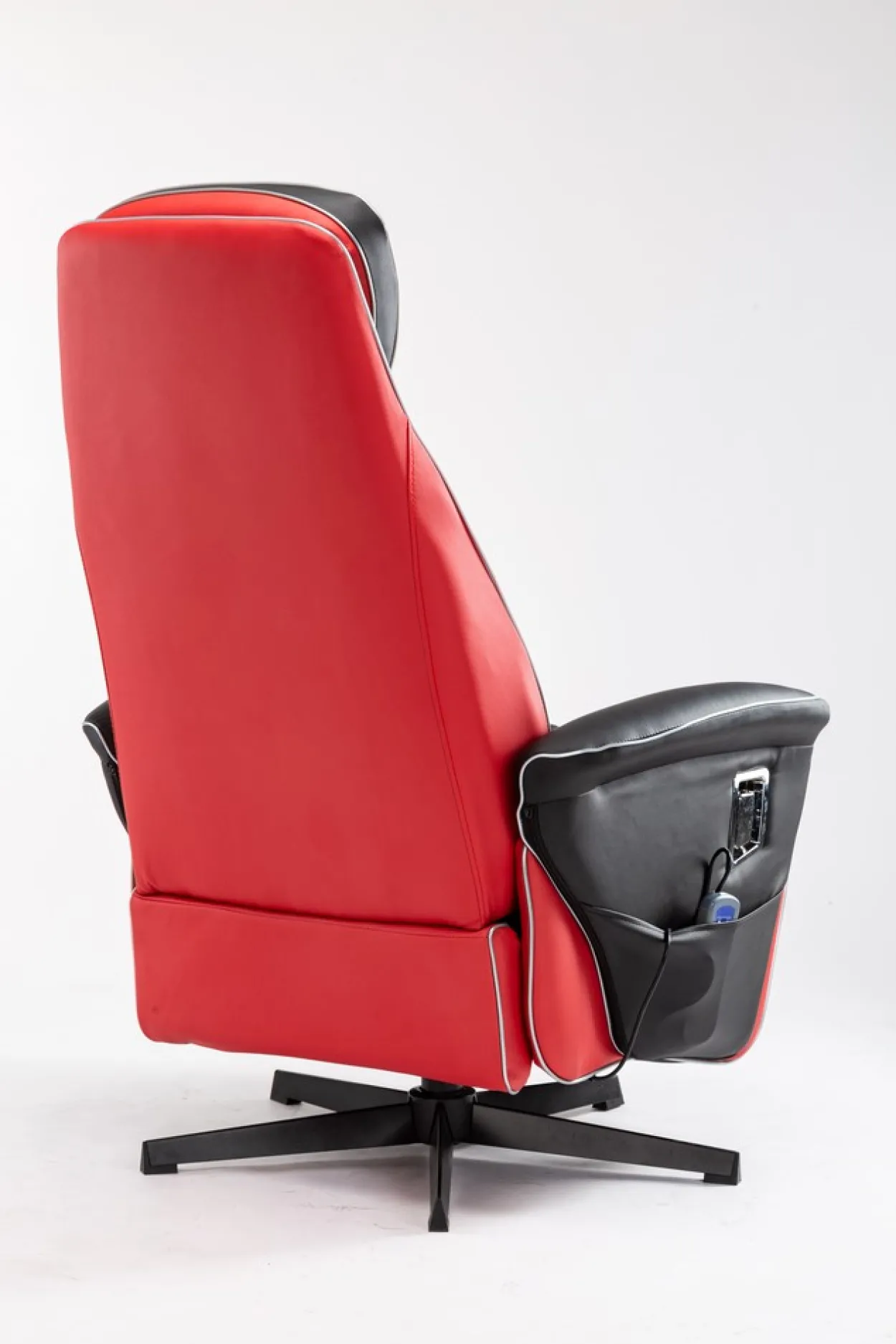 Elektrischer Massagesessel Relaxsessel - schwarz/rot Lederoptik
