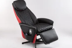 Elektrischer Massagesessel Relaxsessel - schwarz/rot Lederoptik