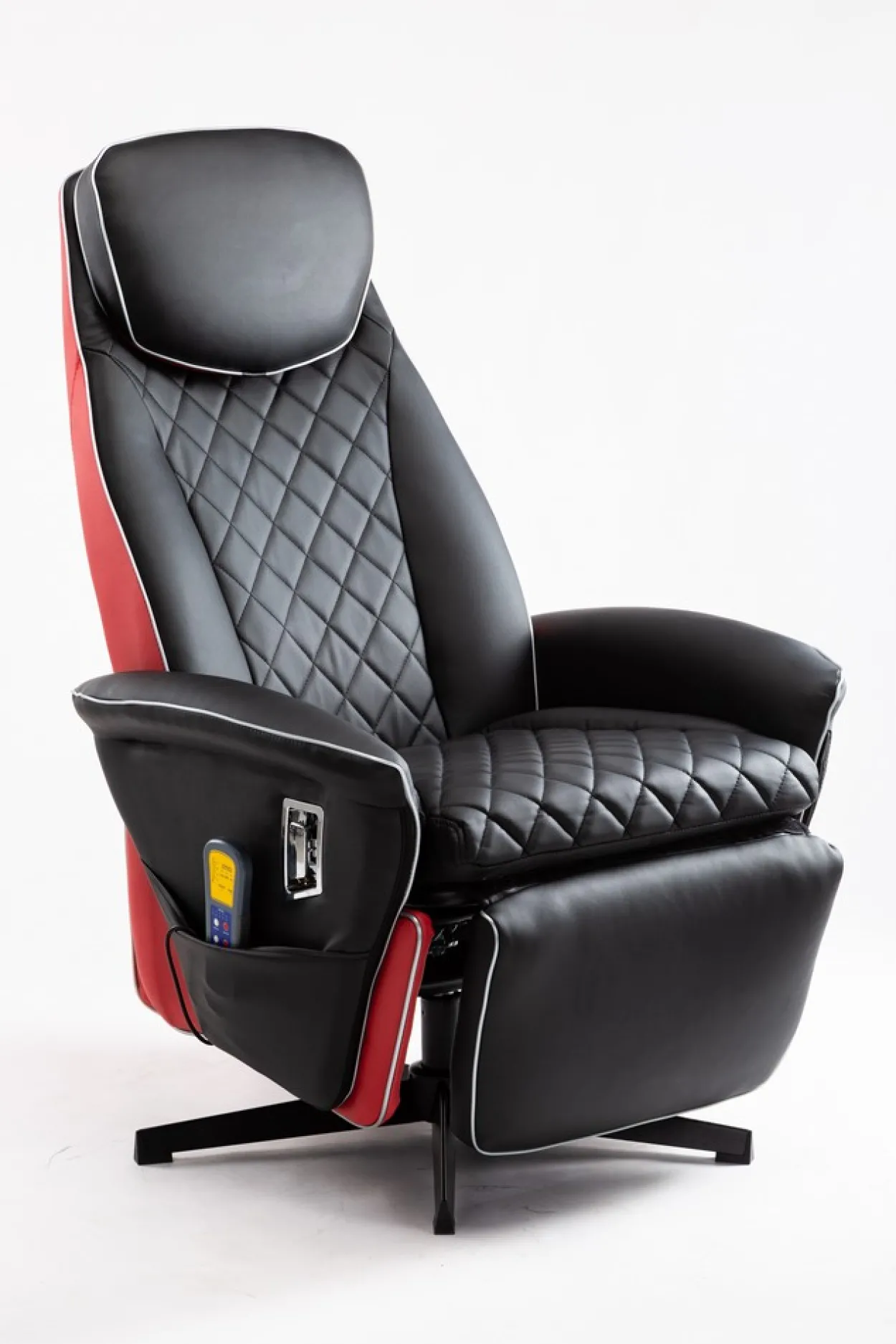 Elektrischer Massagesessel Relaxsessel - schwarz/rot Lederoptik