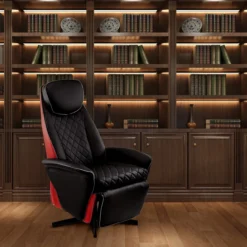 Elektrischer Massagesessel Relaxsessel - schwarz/rot Lederoptik