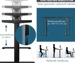 Elektrischer Tischgestell, Stehpultgestell Breit- & Höhenverstellbar