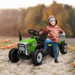 Elektrischer Traktor Kinder Aufsitztraktor mit MP3 Funktion, 3-6KM/H Grün