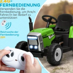 Elektrischer Traktor Kinder Aufsitztraktor mit MP3 Funktion, 3-6KM/H Grün
